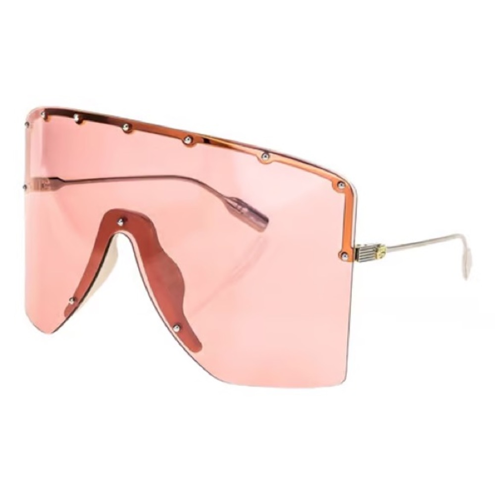 Pink oversized Gucci stud mask sunglasses